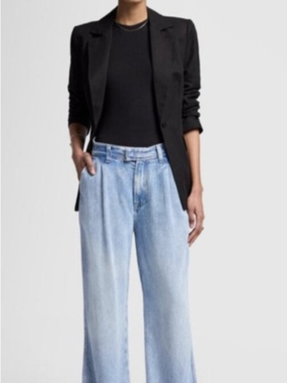 7 For All Mankind Light Blue Pleated Women's Wide Leg Jeans NWOT